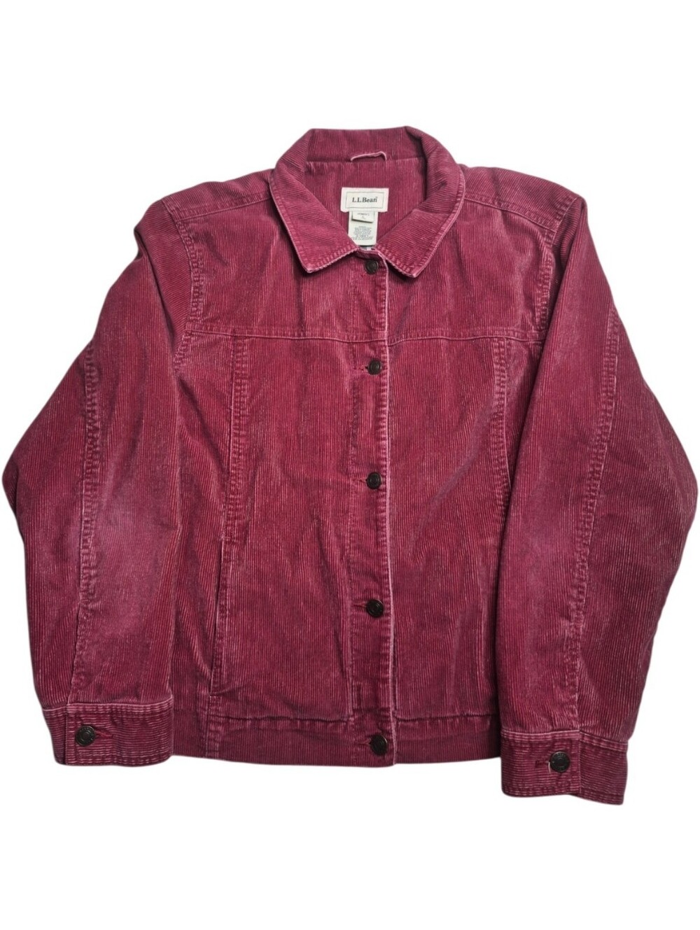 L.L.Bean Women's L Corduroy Jacket Barn Coat Burgundy Flannel Lined